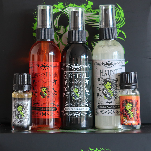 A selection of body mist sprays from Hexbomb
