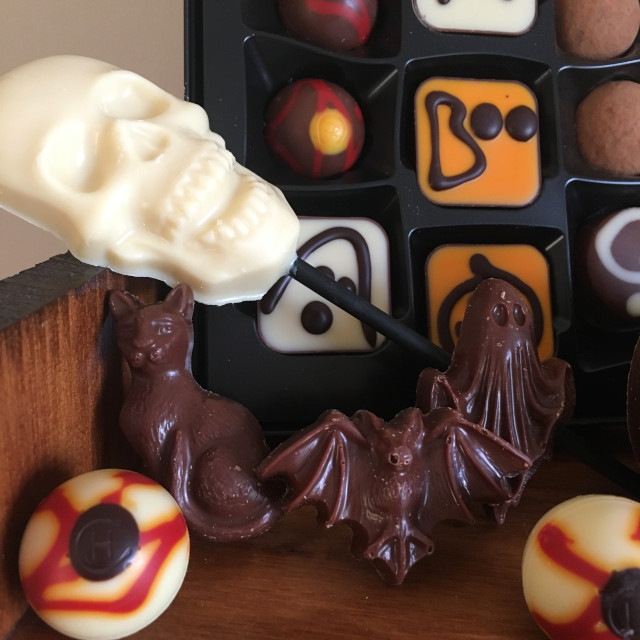 Halloween-themed chocolates from Hotel Chocolat (close up)