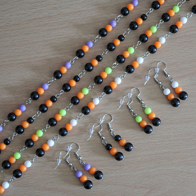 Halloween Bead Necklace & Earrings Set