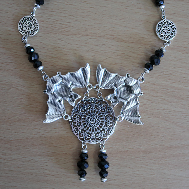 Floral Lace Bats necklace (reverse view)