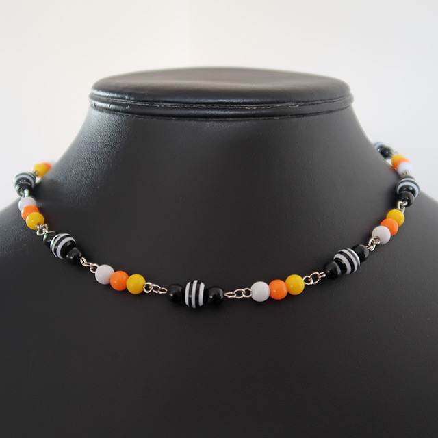 Striped Candy Corn necklace (front view)